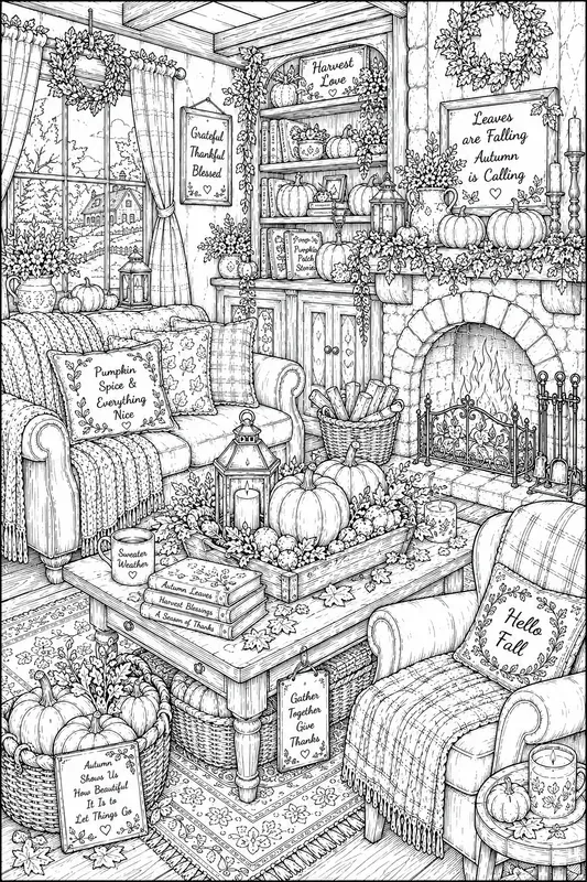 Printable Cozy Home Line Art