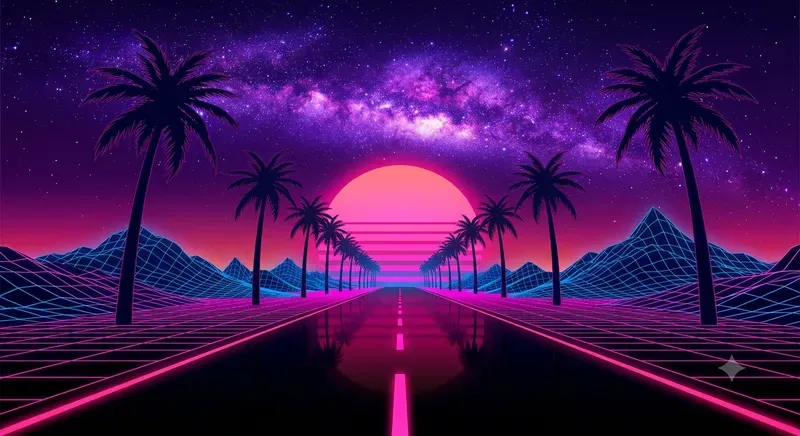80s Retro Synthwave Outrun Art