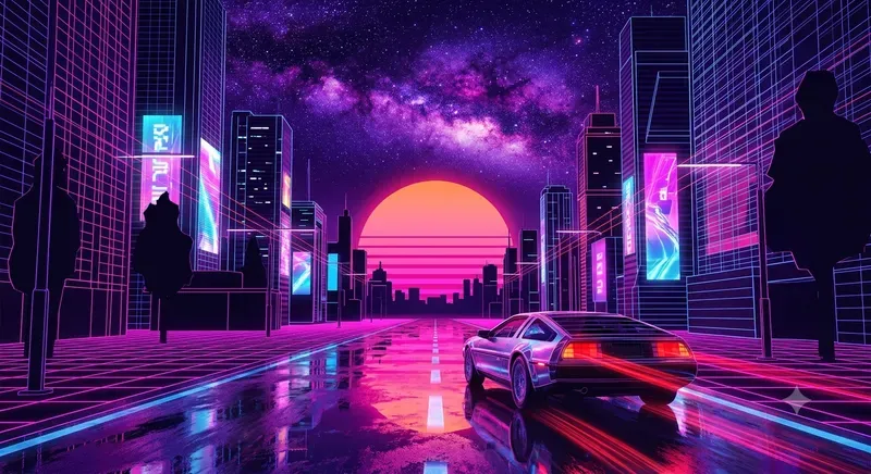 80s Retro Synthwave Outrun Art