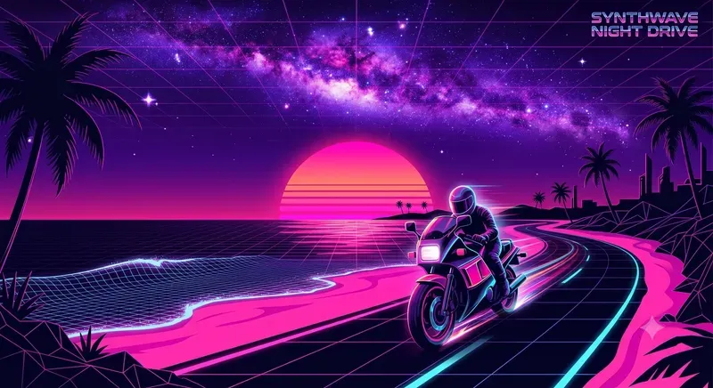 80s Retro Synthwave Outrun Art