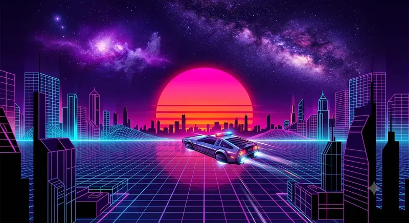 80s Retro Synthwave Outrun Art