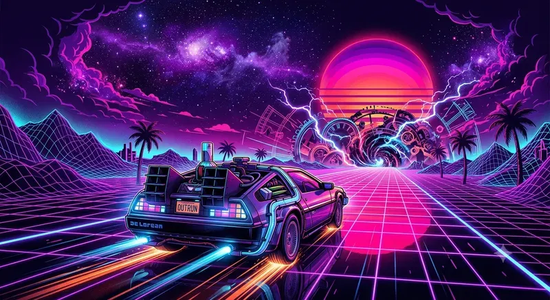 80s Retro Synthwave Outrun Art