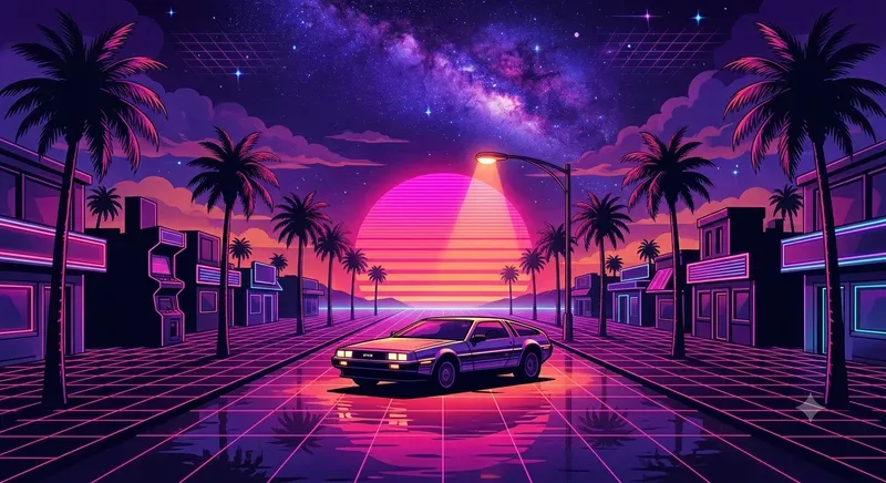 80s Retro Synthwave Outrun Art