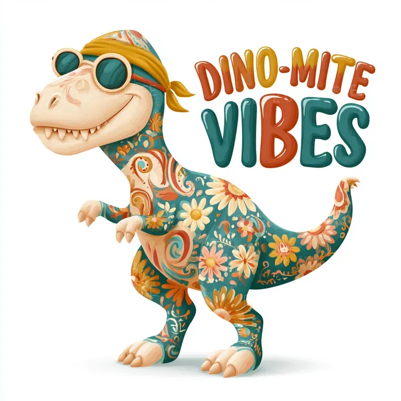 Retro Groovy Dinosaurs Clipart