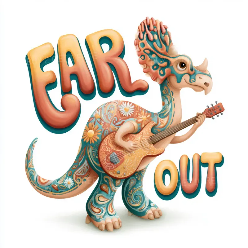 Retro Groovy Dinosaurs Clipart