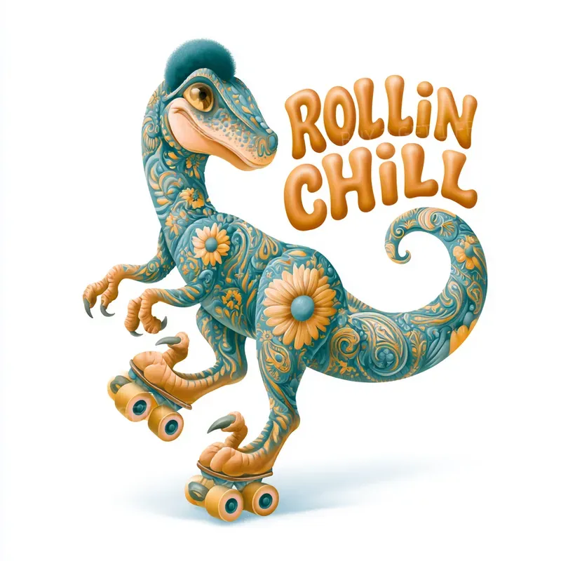 Retro Groovy Dinosaurs Clipart