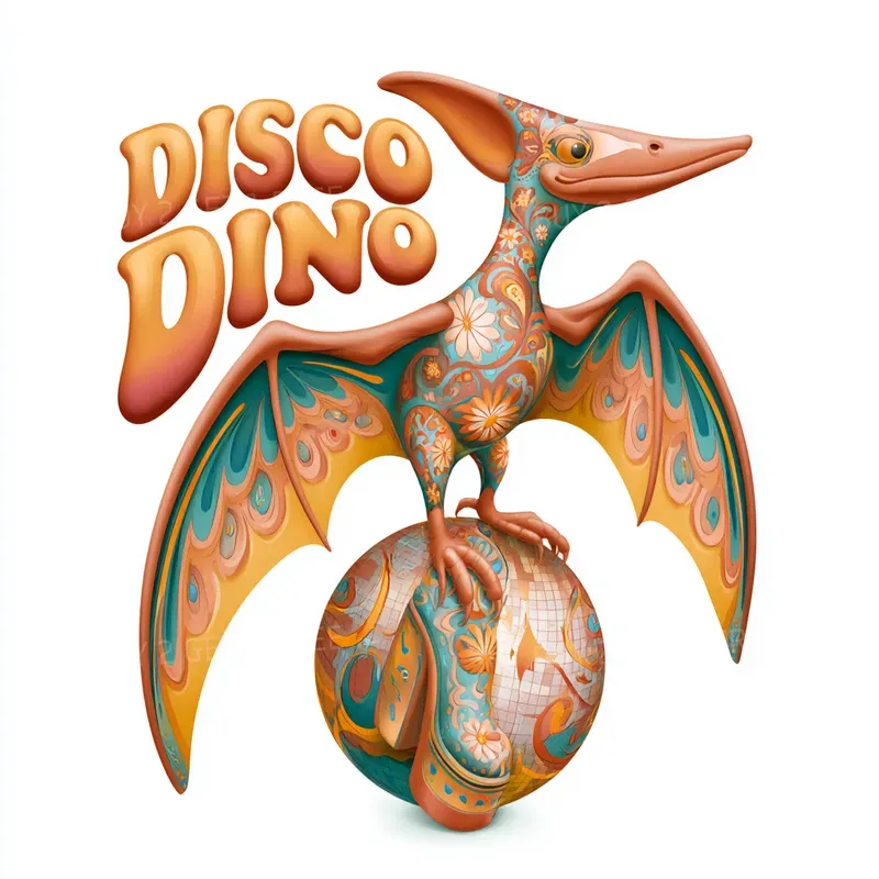 Retro Groovy Dinosaurs Clipart