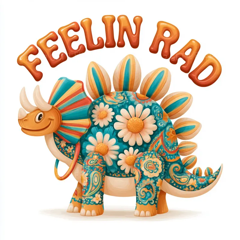 Retro Groovy Dinosaurs Clipart