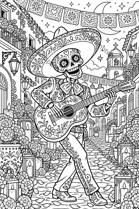Mexican Dia De Los Muertos Coloring Books