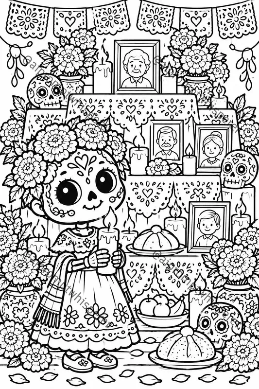 Mexican Dia De Los Muertos Coloring Books