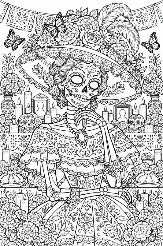 Mexican Dia De Los Muertos Coloring Books