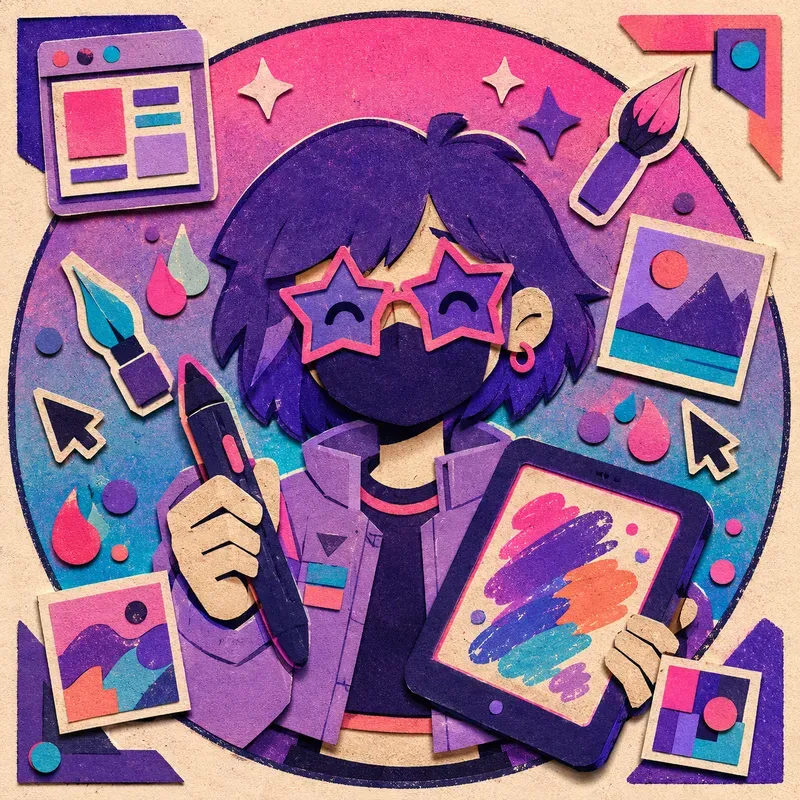 Vaporwave Paper Avatar Cutouts