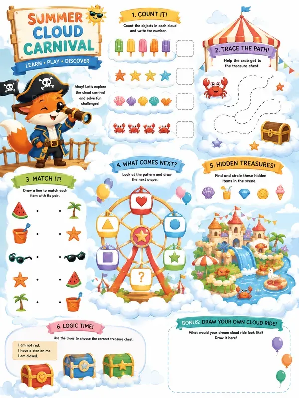 Summer Kids Activity Pages Fun
