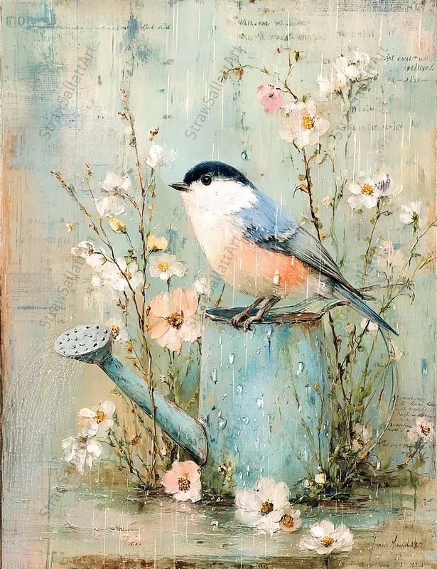 Rainy Day Spring Junk Journal Print Art