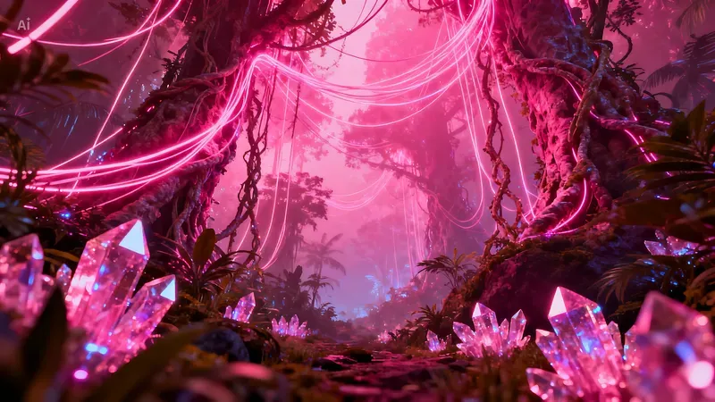Ultra Neon Surreal Crystal Landscapes