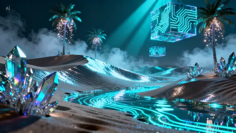Ultra Neon Surreal Crystal Landscapes