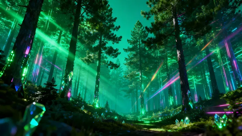 Ultra Neon Surreal Crystal Landscapes