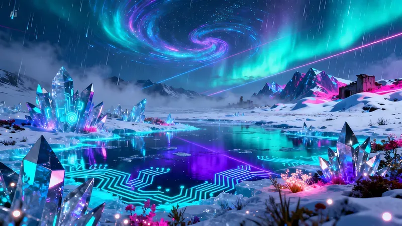 Ultra Neon Surreal Crystal Landscapes