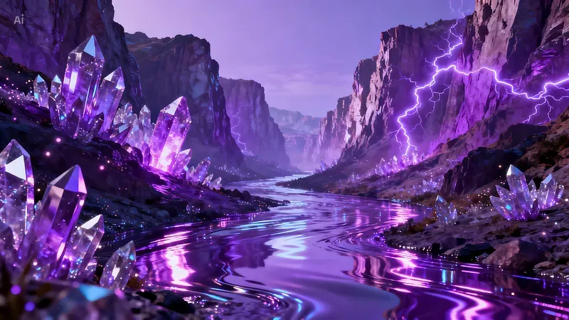 Ultra Neon Surreal Crystal Landscapes