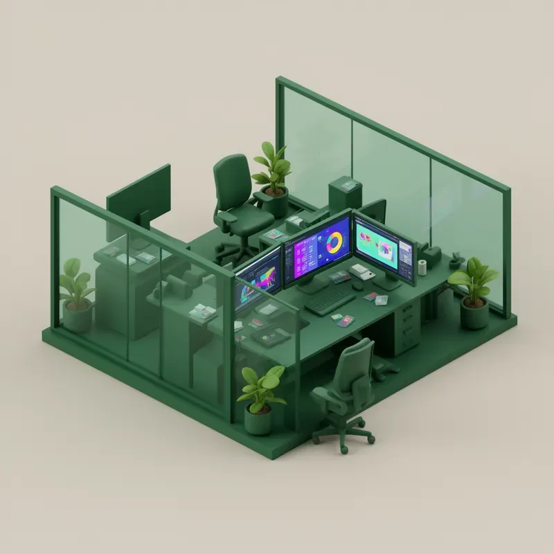 3D Isometric Startup Workspace Vectors