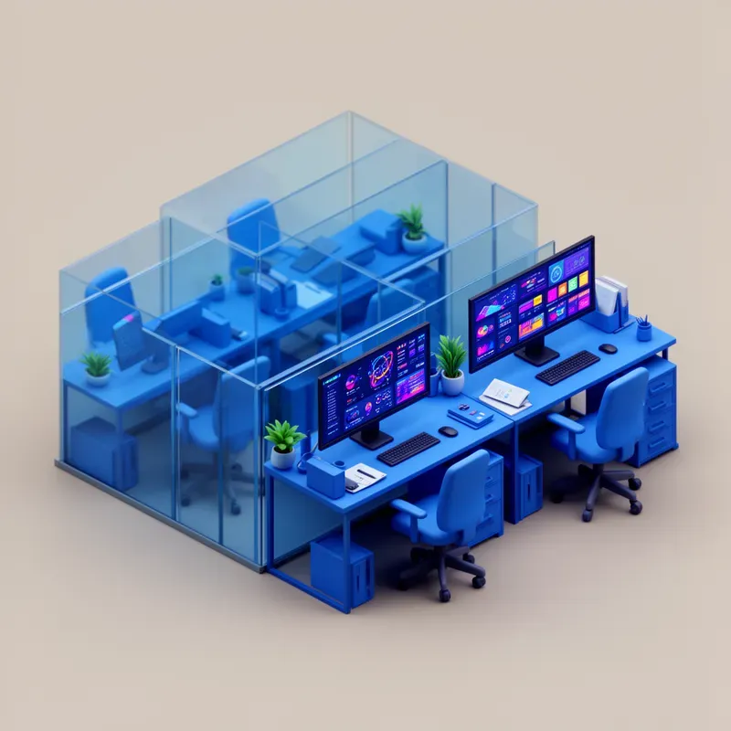 3D Isometric Startup Workspace Vectors