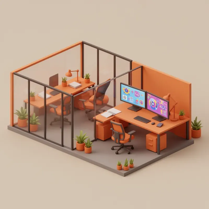 3D Isometric Startup Workspace Vectors