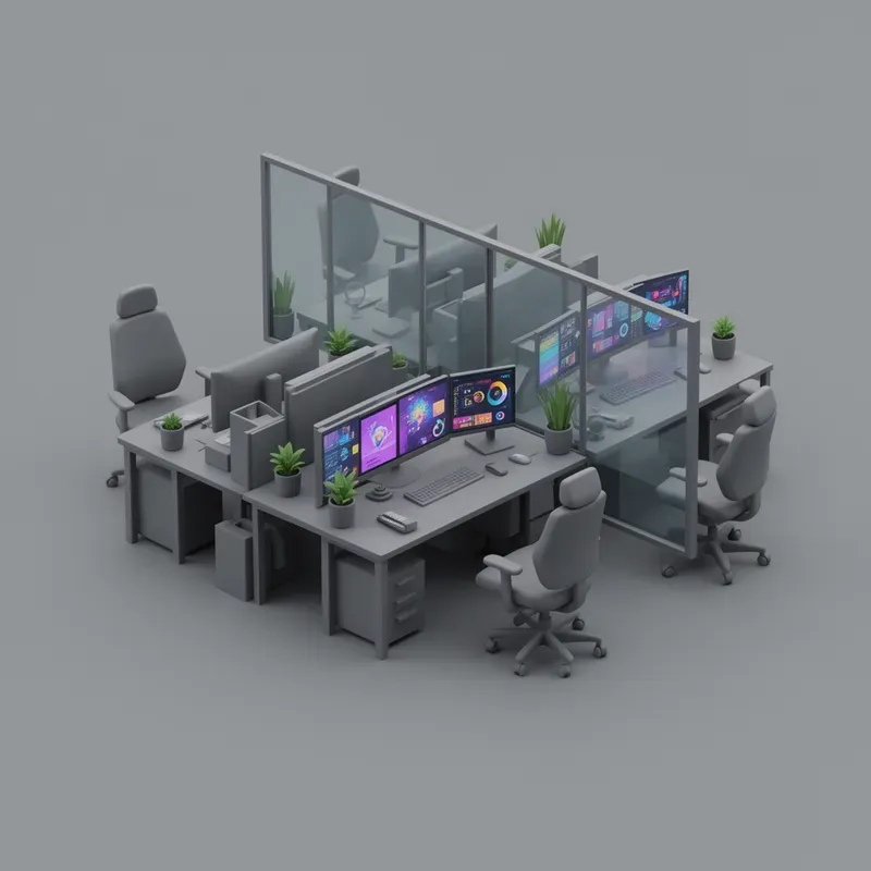 3D Isometric Startup Workspace Vectors