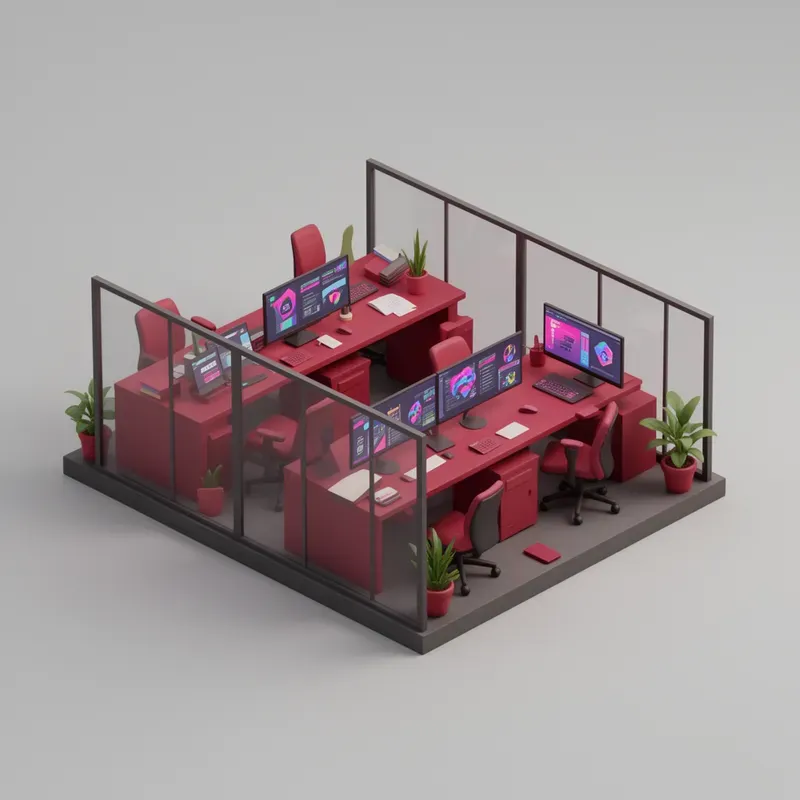 3D Isometric Startup Workspace Vectors