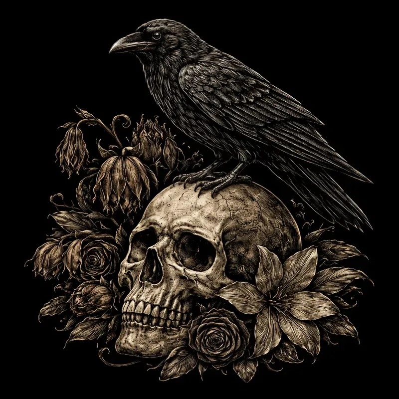 Dark Botanical Gothic Sticker Art