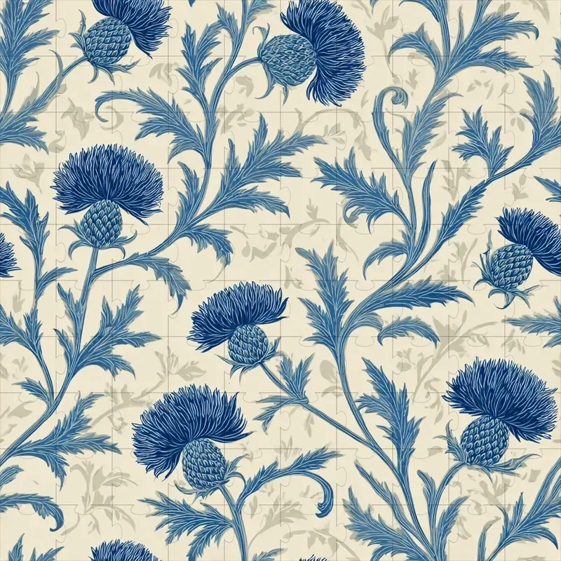 Elegant European Botanical Block Print Ps