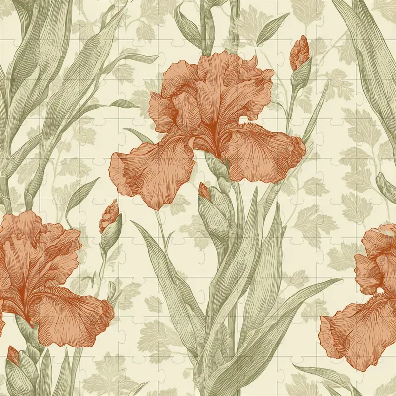 Elegant European Botanical Block Print Ps