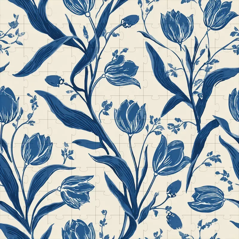 Elegant European Botanical Block Print Ps