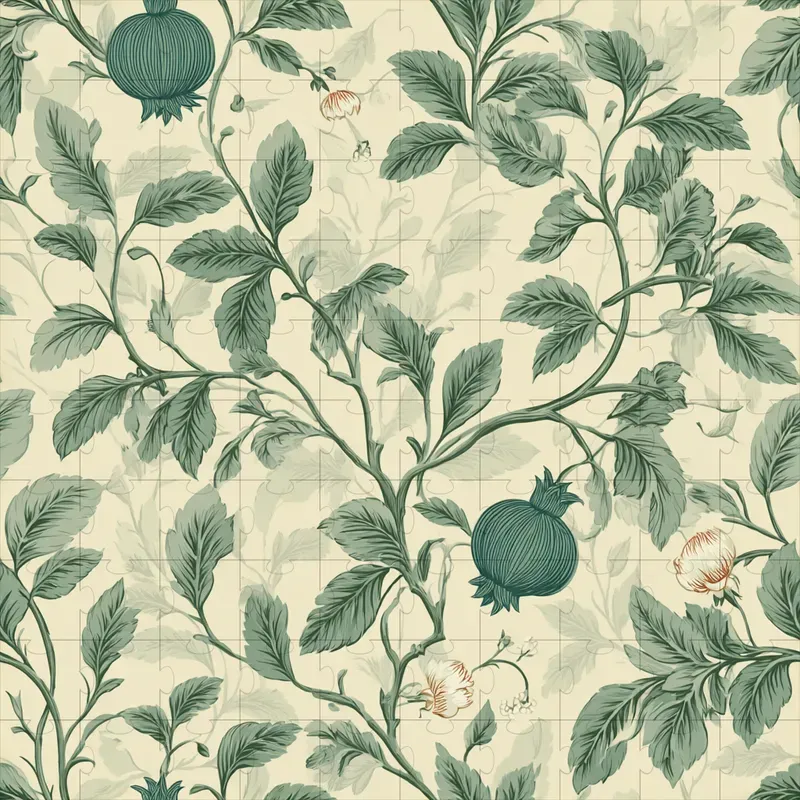 Elegant European Botanical Block Print Ps