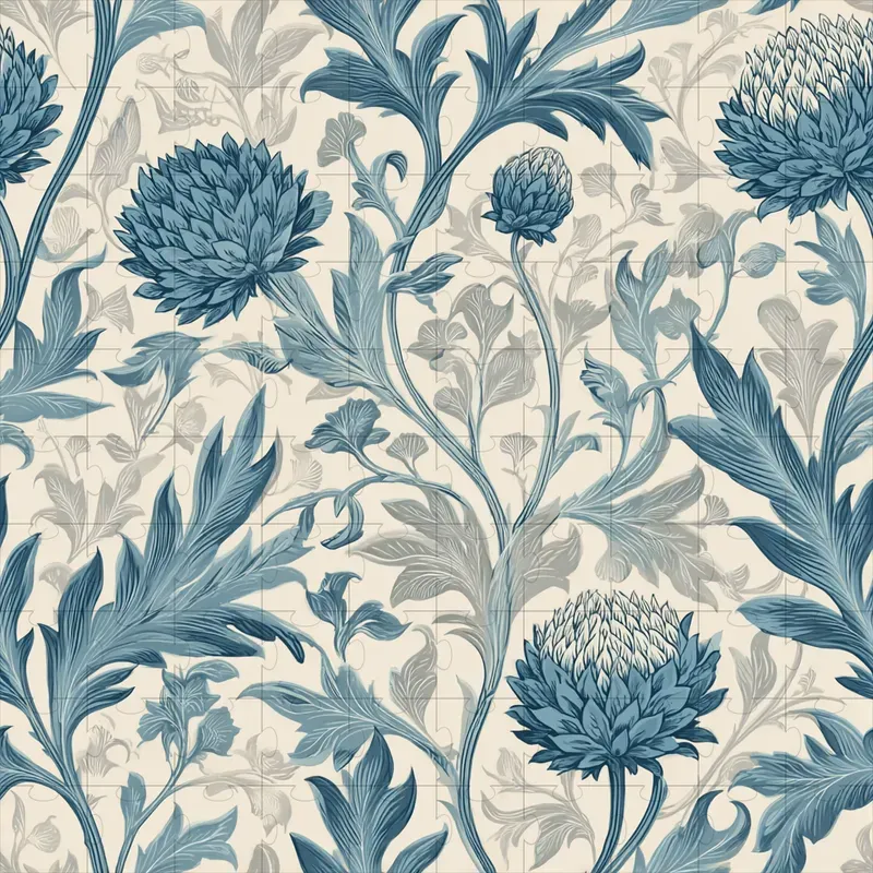 Elegant European Botanical Block Print Ps