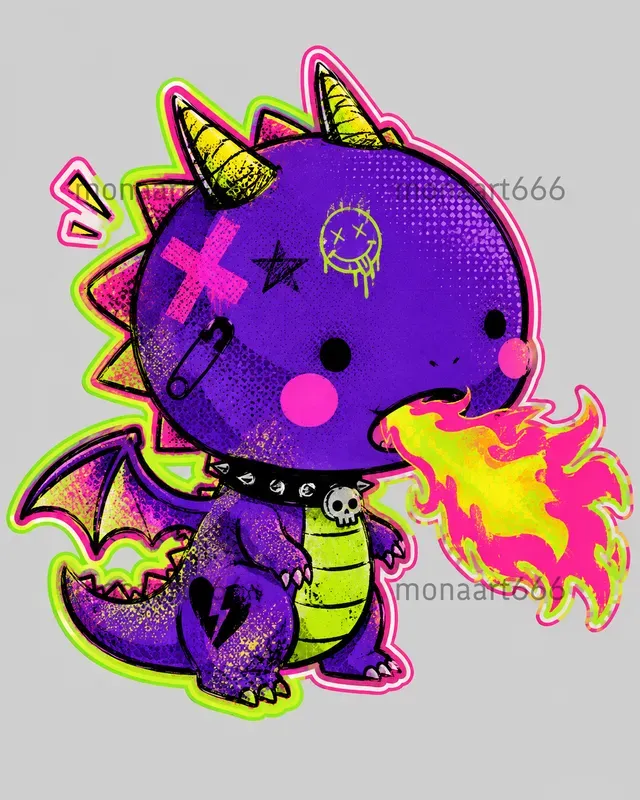 Neon Retro Collage Punk Stickers