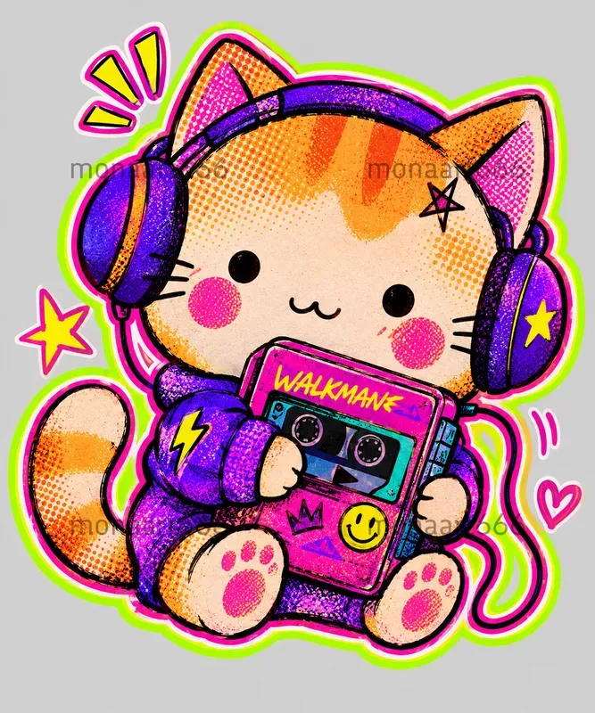 Neon Retro Collage Punk Stickers