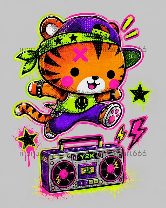 Neon Retro Collage Punk Stickers