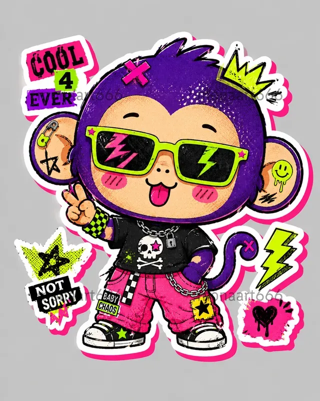 Neon Retro Collage Punk Stickers