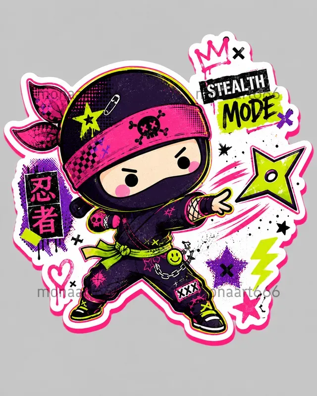 Neon Retro Collage Punk Stickers