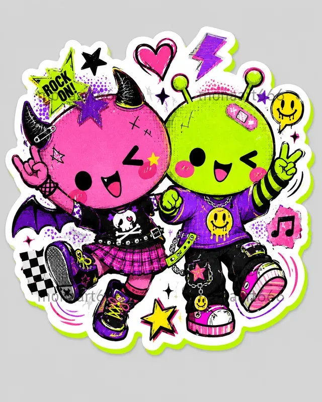Neon Retro Collage Punk Stickers
