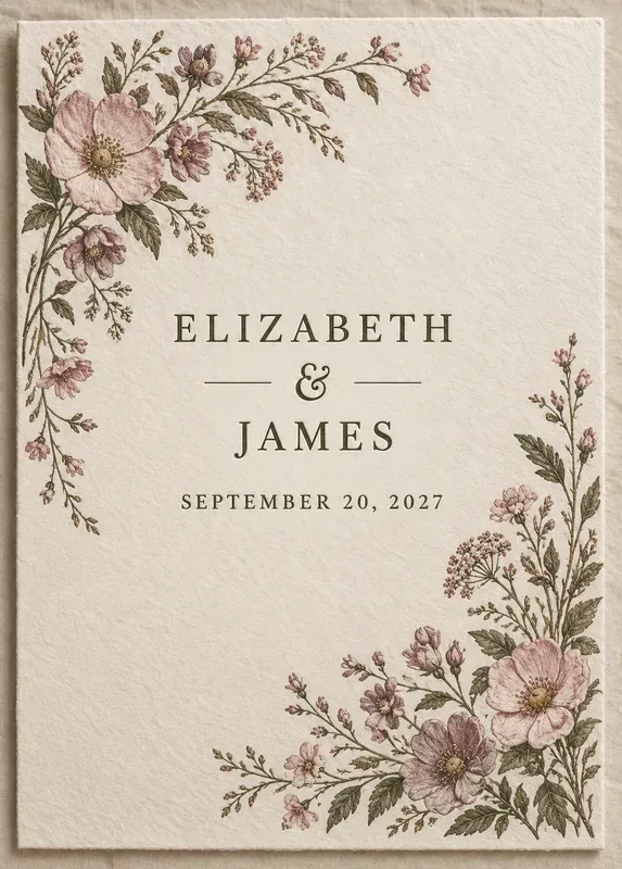 Romantic Vintage Floral Wedding Invites
