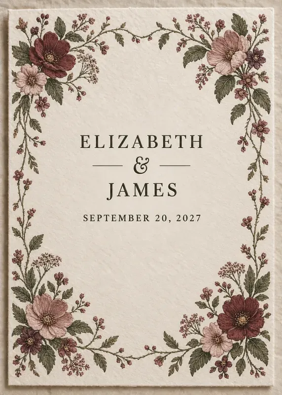 Romantic Vintage Floral Wedding Invites