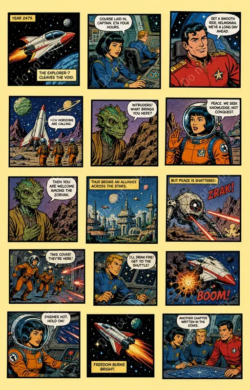 Retro Comic Panel Cutout Pages
