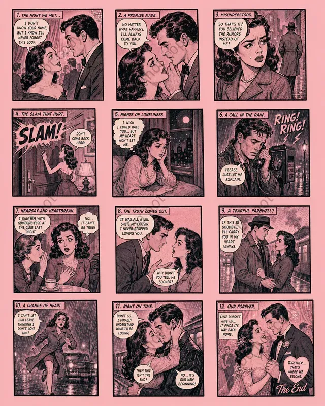 Retro Comic Panel Cutout Pages