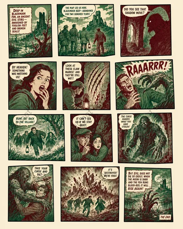Retro Comic Panel Cutout Pages