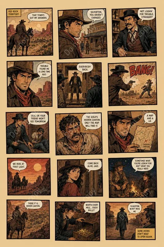 Retro Comic Panel Cutout Pages
