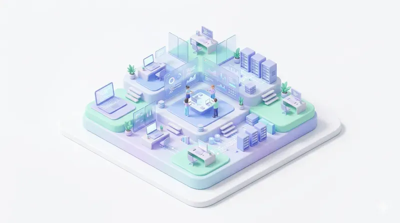 3D Isometric Pastel Microworlds
