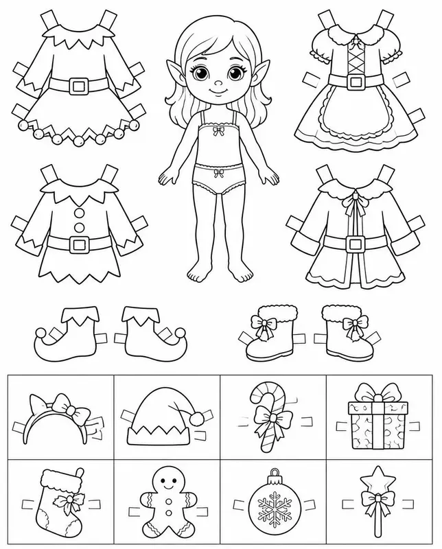 Storybook Dressup Paper Doll Colorings