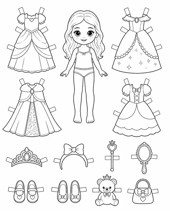 Storybook Dressup Paper Doll Colorings