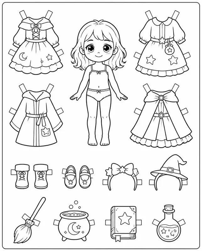 Storybook Dressup Paper Doll Colorings